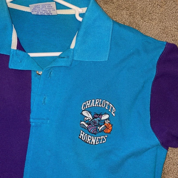 Vtg 90s Charlotte‎ Hornets Colorblock Polo Size Large - RARE - Picture 2 of 5